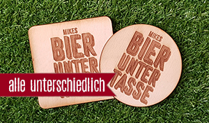 Bier Untertasse - Jeder Bierdeckel ein anderer Name