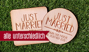 Just married - Jeder Bierdeckel ein anderer Name