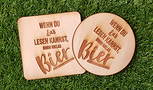 Holzbierdeckel mit Sprüchen