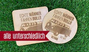 Echte Männer fahren Bulli - Jeder Bierdeckel ein anderer Name