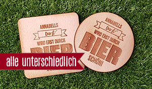 Durst ist durch Bier schön - Jeder Bierdeckel ein anderer Name