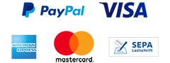 Bezahlung per Kreditkarte, SEPA-Lastschrift oder Paypal